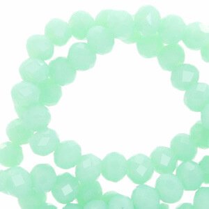 Top Facet kralen 8x6mm disc Dark spearmint green-pearl shine coating - 3