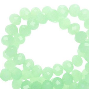 Top Facet kralen 8x6mm disc Pastel green-pearl shine coating - 3