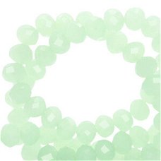 Top Facet kralen 8x6mm disc Light green opal-pearl shine coating