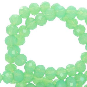 Top Facet kralen 8x6mm disc Light green opal-pearl shine coating - 3