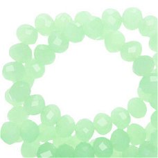 Top Facet kralen 6x4mm disc Medium green opal-pearl shine coating