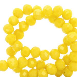 Top Facet kralen 8x6mm disc Vibrant yellow-pearl shine coating - 1