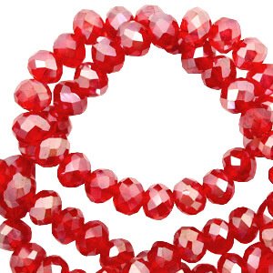 Top Facet kralen 8x6mm disc Hautre red-pearl shine coating - 2