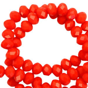 Top Facet kralen 8x6mm disc Living coral red-pearl shine coating - 1