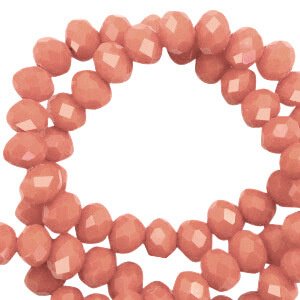 Top Facet kralen 8x6mm disc Living coral red-pearl shine coating - 5