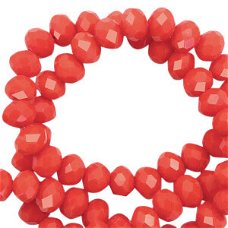 Top Facet kralen 6x4mm disc Vintage coral red-pearl shine coating