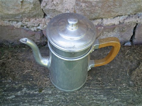 Vintage koffiekan van aluminium - 1