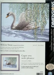 SALE DIMENSIONS Borduurpakket , WILLOW SWAN