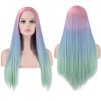 ★ PruikenPlaza ★ Carnaval pruik lang haar pastel kleur - nr. 1