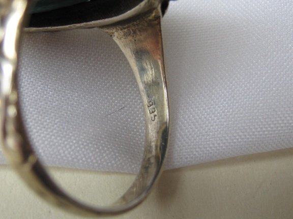 Zilveren ring maat 19.7 groene malachiet edelsteen - Afbeelding 5