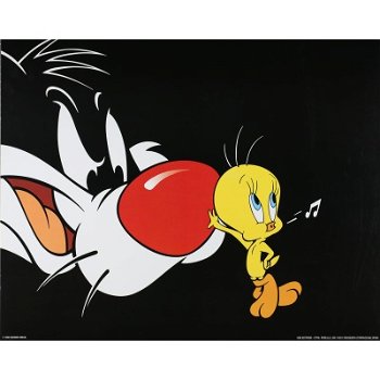 Looney Tunes Tweety en Sylvester poster bij Stichting Superwens! - 1