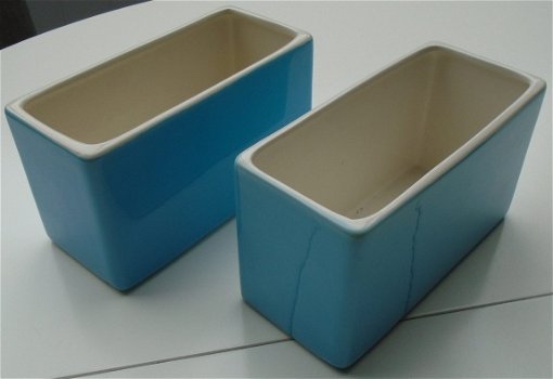 BAKJES, SCHAALTJES, POTJES, GEGLAZUURD BLAUW 18X10X8 CM Nieuw - 1