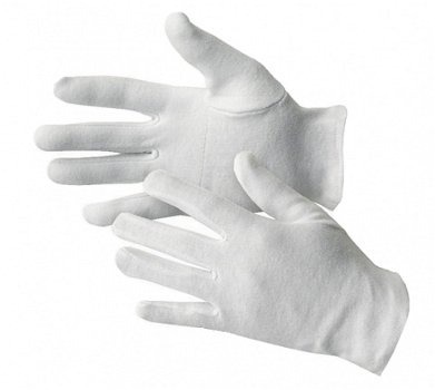 Katoenen handschoenen wit maat L - 0