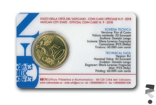 Vaticaan € 0,50 2010 - 2018 in coincard - 2