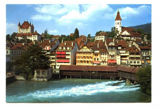 A172 Thun Water met Brug Schloss und Kirche Zwitserland - 1