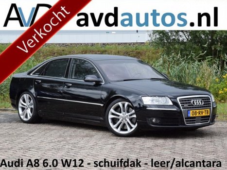 Audi A8 - 6.0 W12 QUATTRO / SCHUIF/KANTELDAK / BOSE / ZWART ALCANTARA LEER / XENON LED - 1