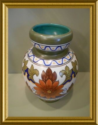 Mooie platelen vaas : PZH Gouda plateel, decor Orel - Afbeelding 3