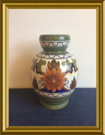 Mooie platelen vaas : PZH Gouda plateel, decor Orel - Afbeelding 2