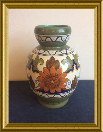 Mooie platelen vaas : PZH Gouda plateel, decor Orel - Afbeelding 6