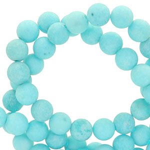 Natuursteen kralen 8mm mountain jade mat Bleached aqua blue - 1