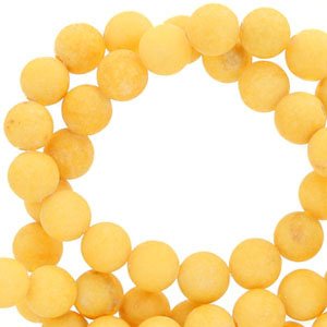 Natuursteen kralen 4mm mountain jade mat Sunshine yellow - 2