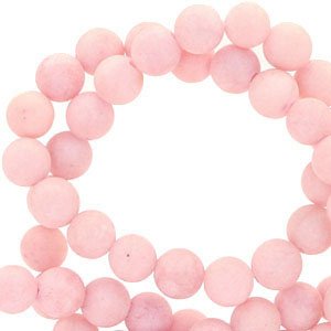 Natuursteen kralen 6mm mountain jade mat Light pink - 7