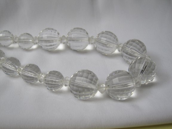 Ketting kunststof transparant facet geslepen kralen 74 cm. - Afbeelding 6