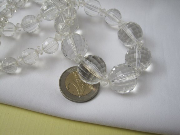 Ketting kunststof transparant facet geslepen kralen 74 cm. - Afbeelding 7