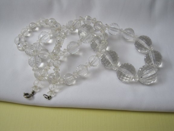 Ketting kunststof transparant facet geslepen kralen 74 cm. - Afbeelding 8