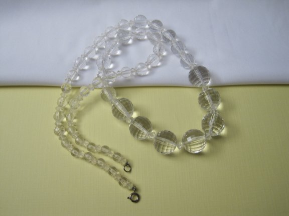 Ketting kunststof transparant facet geslepen kralen 74 cm. - Afbeelding 3