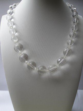 Ketting kunststof transparant facet geslepen kralen 74 cm. - Afbeelding 4