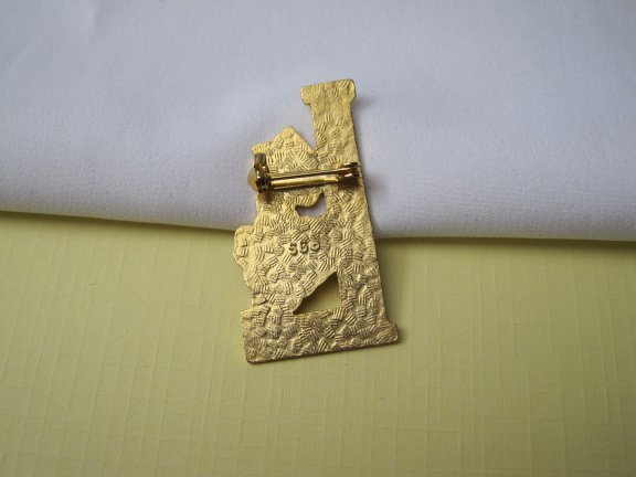 GERESERVEERD Broche Sea Gems goudkleurig cloisonné emaille letter L vlinder op bloem 3.7x1.9 cm. - Afbeelding 7