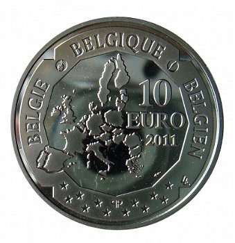 Belgie 10 euro 2011, Roald Amundsen, QP zilver in etui - 3