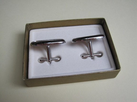 Manchetknopen Swank zilverkleurig ovaal met werkje 2.8x1.2 cm in doosje - Afbeelding 4