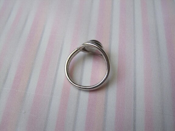 Zilveren ring maat 18 lusmodel met ronde barnsteen - Afbeelding 4