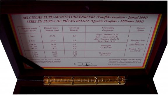 Belgie euroset 2004, prooflike in houten kistje - 4