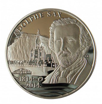 Belgie 10 euro 2014, Adolphe Sax, zilver QP in capsule - 1