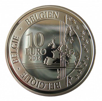 Belgie 10 euro 2014, Adolphe Sax, zilver QP in capsule - 2