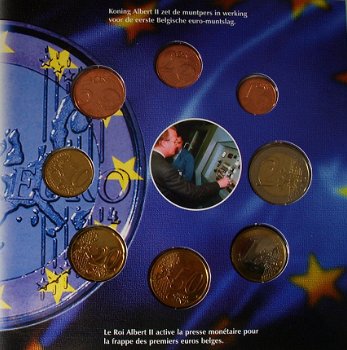 Belgie euroset 2002, adieu frank, welkom euro, in mapje - 2