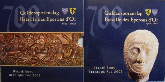 Belgie euroset 2002, guldensporenslag in mapje - 2