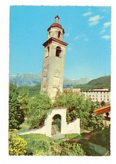 C090 St Moritz Dier schiefe Turm und das Kulm Hotel / Zwitserland
