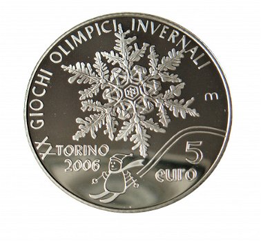 San marino 5 euro 2005, winterspelen Turijn, .925 zilver - 1