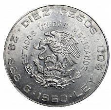 Mexico 10 pesos 1960, zilver .900