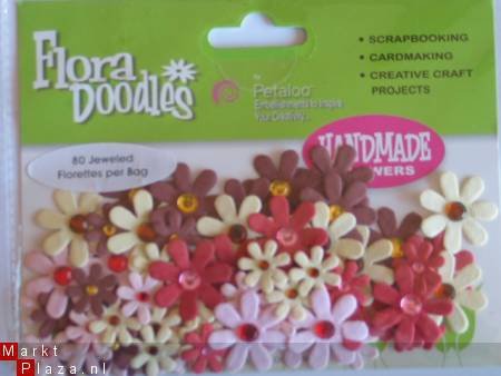 flora doodles jeweld florettes cream/brown/pink/red - 1