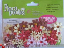 flora doodles jeweld florettes cream/brown/pink/red