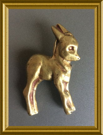 Art deco koperen broche : bokje - nr. 1