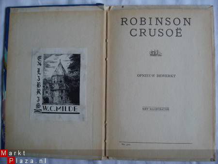 oud boek Robinson Crusoë no 510 opnieuw bewerkt met illustra - Afbeelding 2