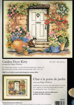 DIMENSIONS Borduurpakket GARDEN DOOR KITTY - nr. 1