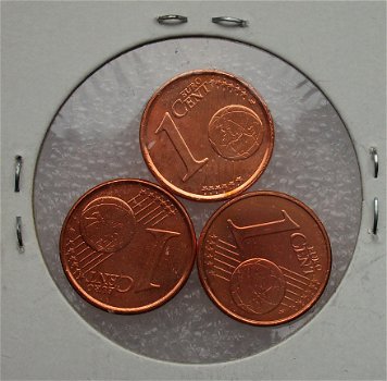 Belgie 3x1 cent 1999-2001, unc uit rol - 2