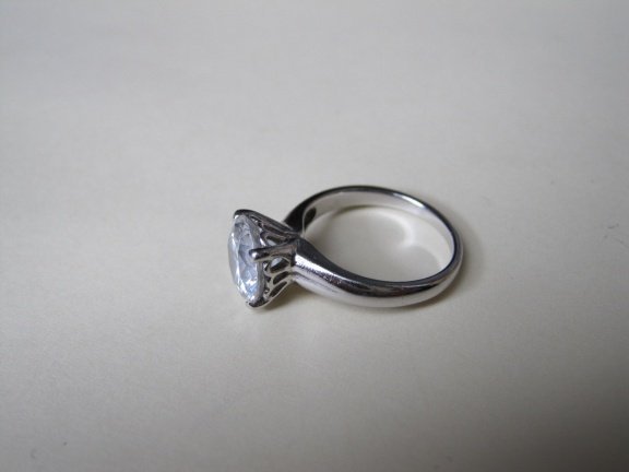 Zilveren ring maat 16.1 met grote zirkonia - Afbeelding 6